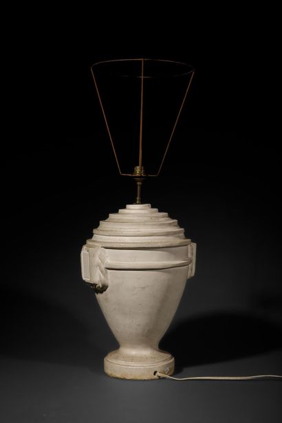 Plaster lamp base depicting a neoclassical...