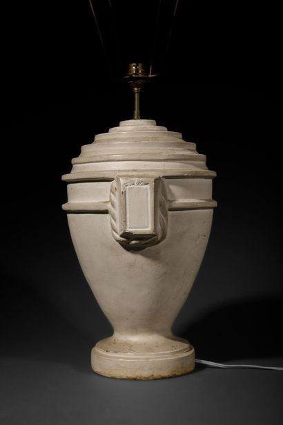 Plaster lamp base depicting a neoclassical...