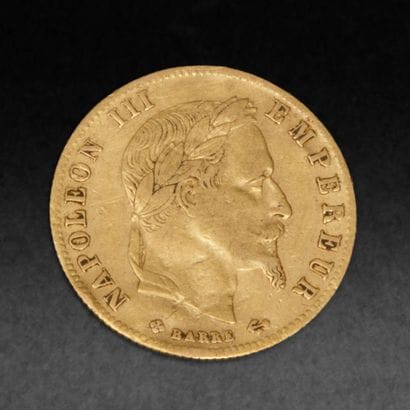 Une pièce de 5 francs or Napoléon III datée...