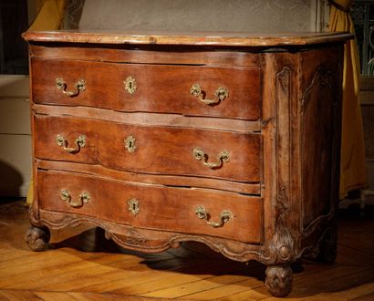 A tomb-shaped chest of drawers made of natural,...