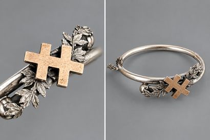 Gold-plated silver bracelet ending in beads;...
