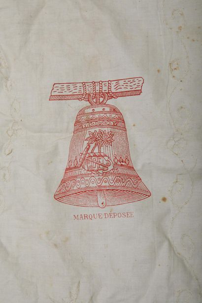 Large square blue silk tapestry, lined and...