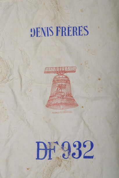 Large square blue silk tapestry, lined and...