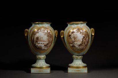 Pair of polychrome glazed porcelain vases...