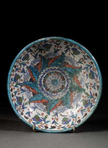 18th-century Middle Eastern piece, a polychrome...