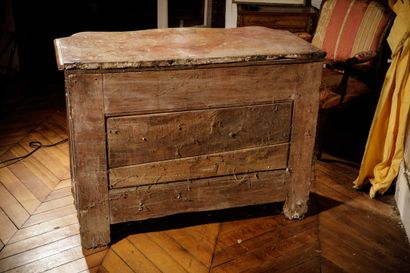 A tomb-shaped chest of drawers made of natural,...