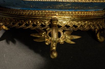 Circular gilded brass bowl with cloisonné...