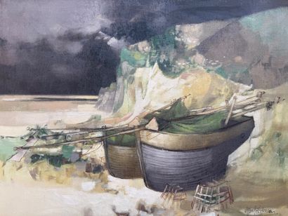 Albert DEMAN (1929–1996)
Stranded Boats
Oil...