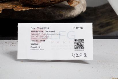 Diamond on calibration paper 1.08 carats,...