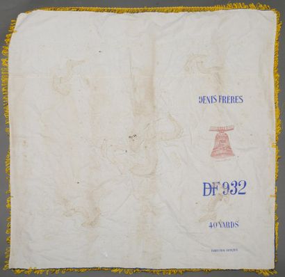 Large square blue silk tapestry, lined and...