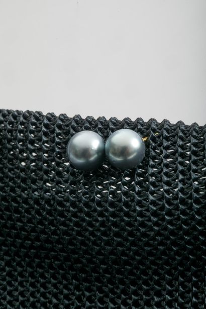 Paire de clous d'oreilles en or jaune et...