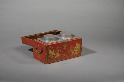 JAPAN
Red lacquer tea box decorated with...