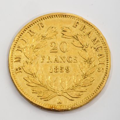 Une pièce de 20 francs or Napoléon III tête...