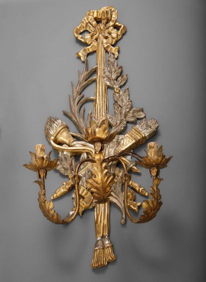 Pair of large gilded and silvered wooden...