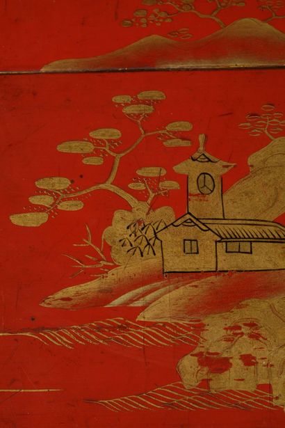 JAPAN
Red lacquer tea box decorated with...