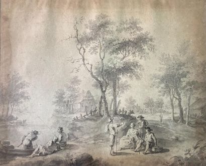 18th-Century French School
Lively Landscape
Pen...