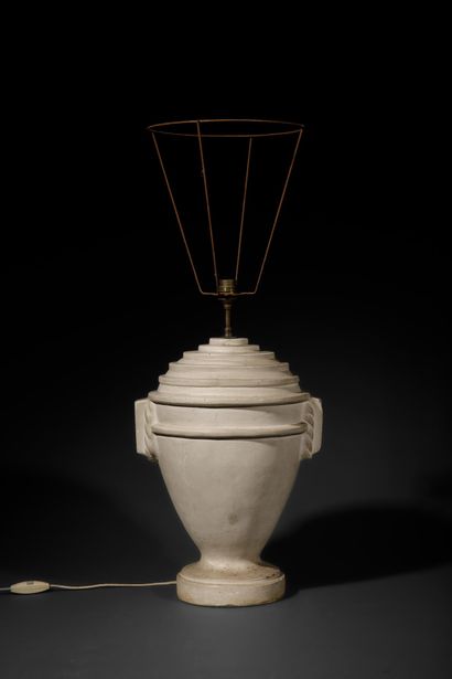 Plaster lamp base depicting a neoclassical...
