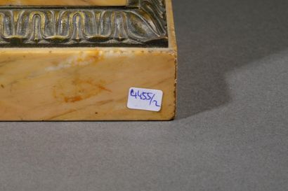 Yellow marble and bronze mantelpiece with...