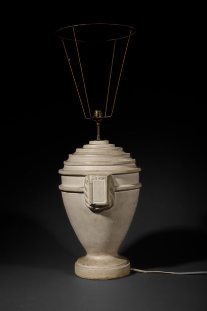 Plaster lamp base depicting a neoclassical...