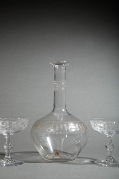 BACCARAT
Set of crystal glasses with engraved...