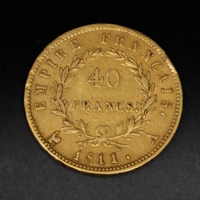 Une pièce de 40 francs or Napoléon Ier datée...