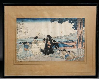 JAPAN, 19th century 
Print depicting a theatrical...