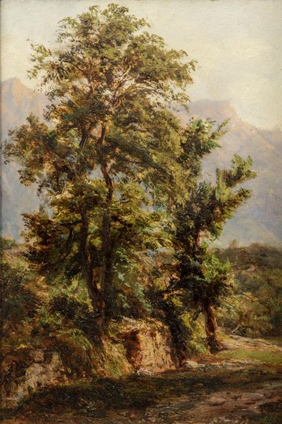 André GIROUX (1801-1879)
ARBRES DEVANT UN...