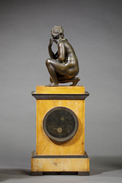 Yellow marble and bronze mantelpiece with...