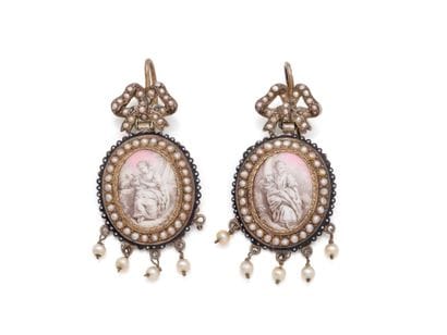 A pair of 800-th vermeil earrings, featuring...