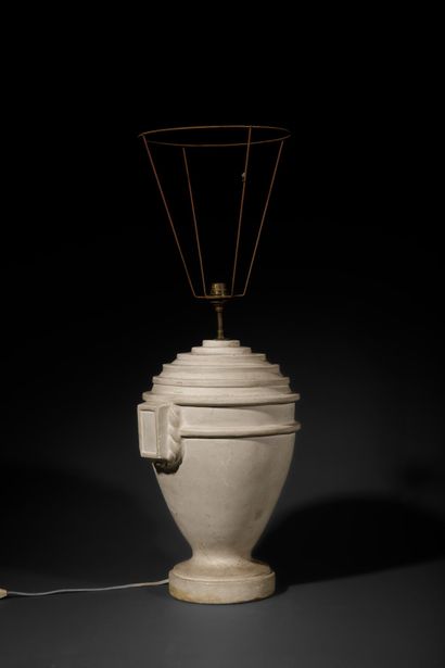 Plaster lamp base depicting a neoclassical...