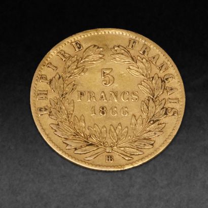 Une pièce de 5 francs or Napoléon III datée...