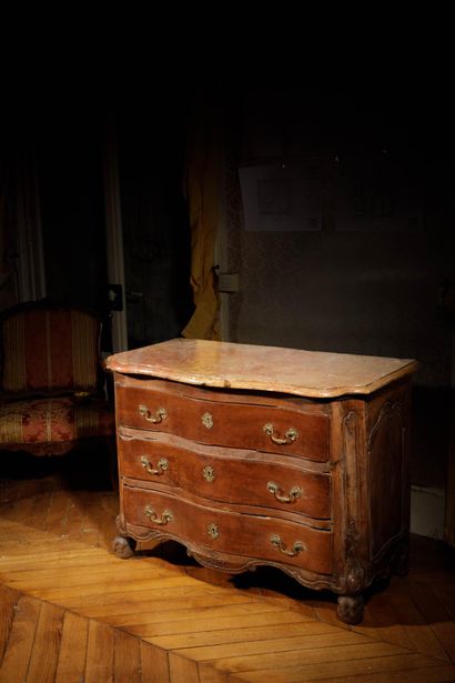A tomb-shaped chest of drawers made of natural,...