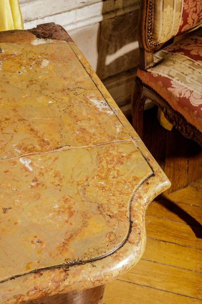 A tomb-shaped chest of drawers made of natural,...