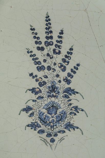 Octagonal blue-glazed earthenware dish with...