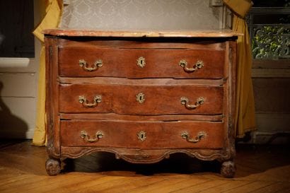 A tomb-shaped chest of drawers made of natural,...