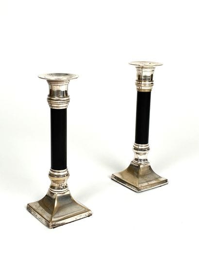 Pairs of elegant silver plated and black-lacquered...