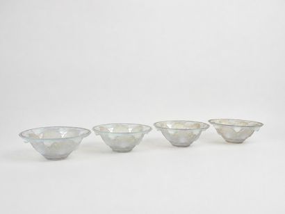 Set of four opalescent pressed-and-molded...