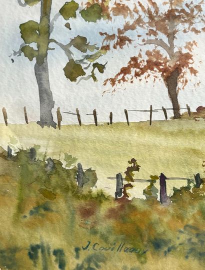 Joël COUILLEAUX (1939-2022) 
Paysage de campagne...