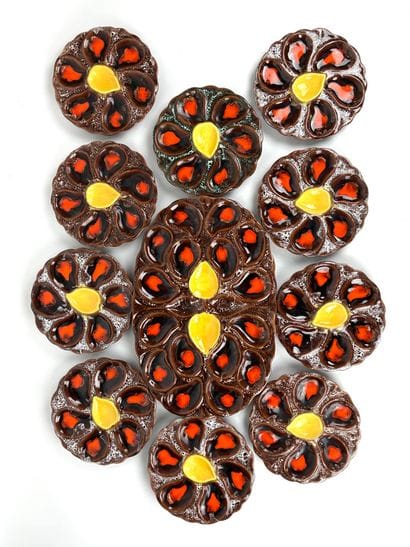 In the Style of VALLAURIS 
Glazed ceramic...