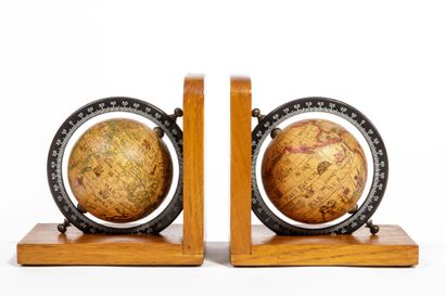 Pair of Old World Map Wooden Bookends
Made...