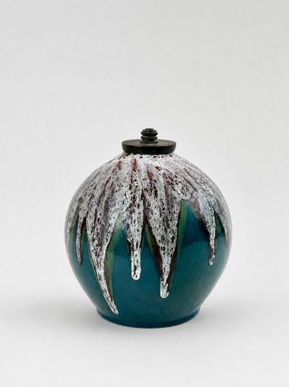 Lampe boule en céramique émaillé bleues gris...