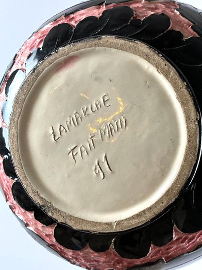 LAMARCHE
Glazed earthenware ball-shaped vase...