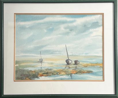 Joël COUILLEAUX (1939-2022) 
Port à marée...