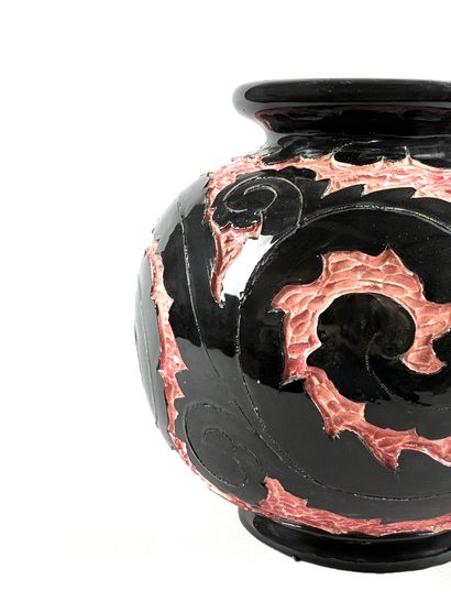 LAMARCHE
Glazed earthenware ball-shaped vase...