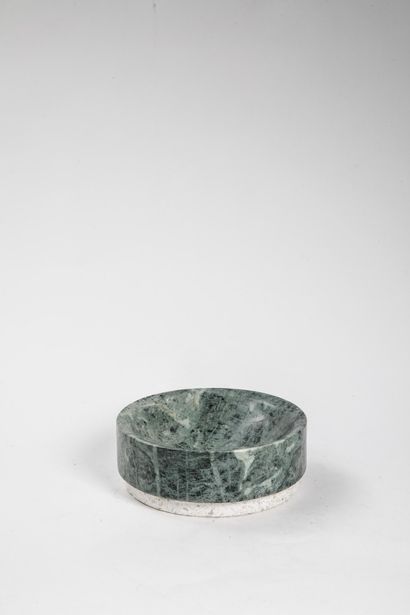 Round ashtray made of sea-green marble with...