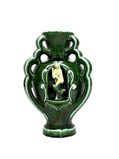 VALLAURIS
Green-glazed ceramic baluster vase...