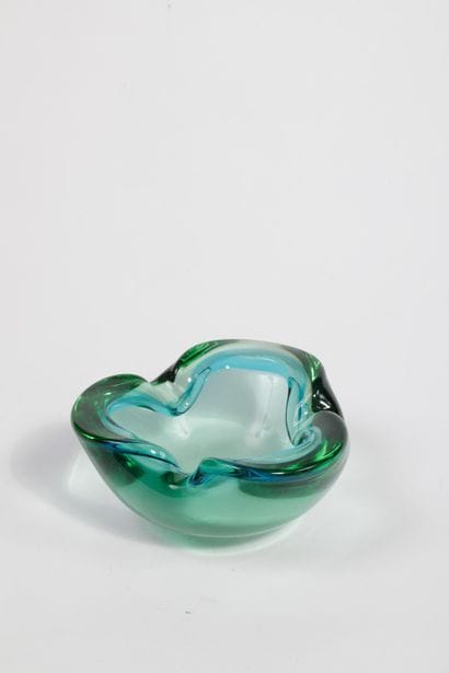 Free-form molded glass ashtray in shades...