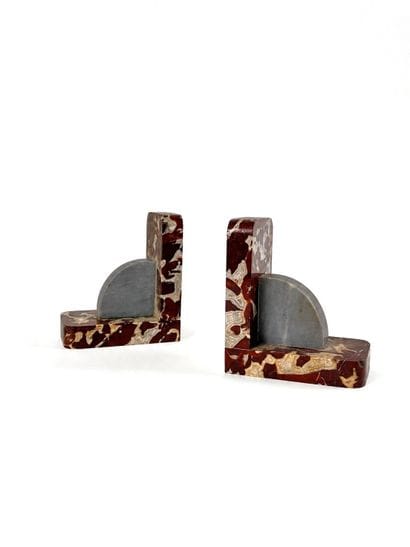 Pair of bookends made of red griotte marble...