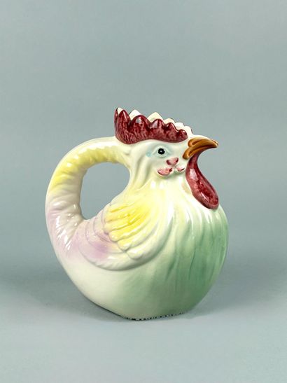 Pichet coq en faïence émaillé polychrome...