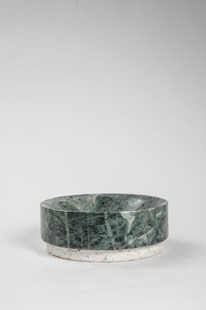 Round ashtray made of sea-green marble with...